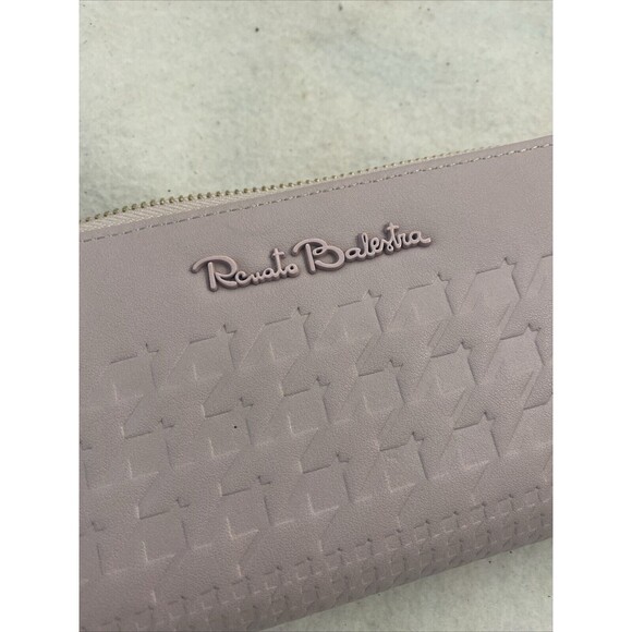 Renato Balestra Purple Wallet Zipper Credit Card Embossed Textured Leather NWOT - Picture 7 of 7